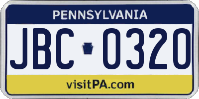 PA license plate JBC0320