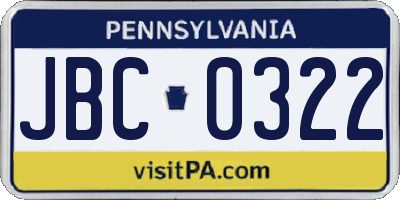 PA license plate JBC0322