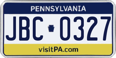 PA license plate JBC0327