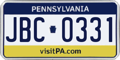 PA license plate JBC0331