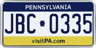 PA license plate JBC0335