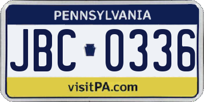 PA license plate JBC0336