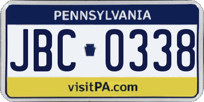 PA license plate JBC0338