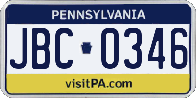 PA license plate JBC0346