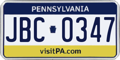 PA license plate JBC0347