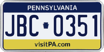 PA license plate JBC0351