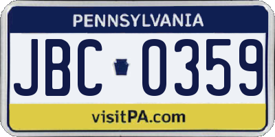 PA license plate JBC0359