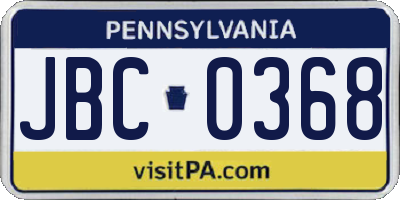 PA license plate JBC0368