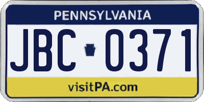 PA license plate JBC0371