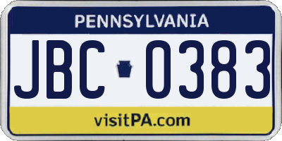 PA license plate JBC0383