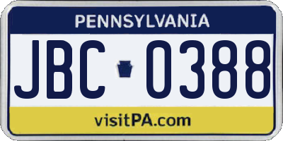 PA license plate JBC0388