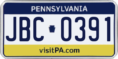 PA license plate JBC0391
