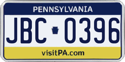 PA license plate JBC0396