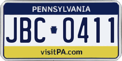PA license plate JBC0411