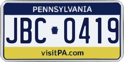 PA license plate JBC0419