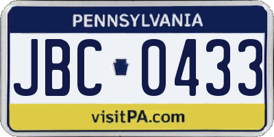 PA license plate JBC0433