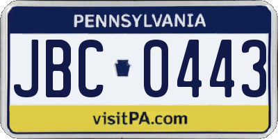 PA license plate JBC0443