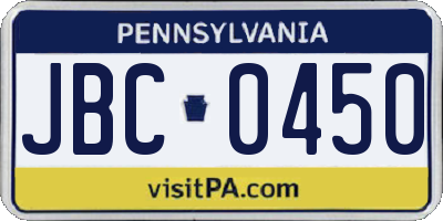 PA license plate JBC0450