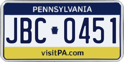 PA license plate JBC0451