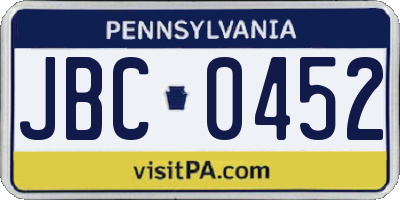 PA license plate JBC0452
