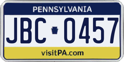 PA license plate JBC0457