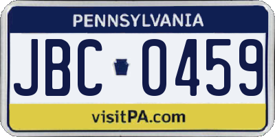 PA license plate JBC0459