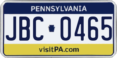 PA license plate JBC0465