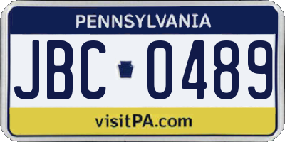 PA license plate JBC0489