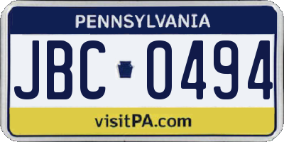 PA license plate JBC0494
