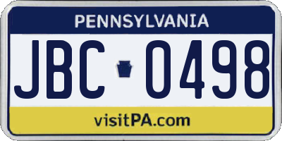 PA license plate JBC0498