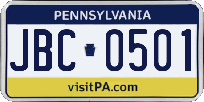 PA license plate JBC0501