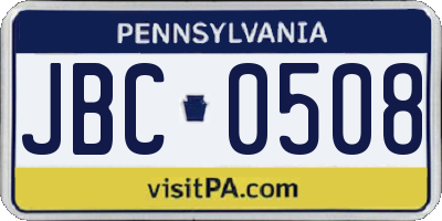 PA license plate JBC0508