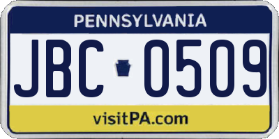 PA license plate JBC0509