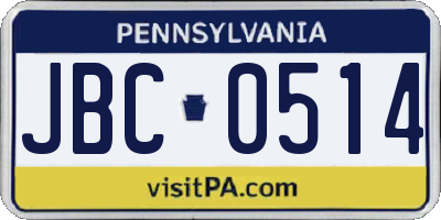 PA license plate JBC0514