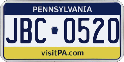 PA license plate JBC0520