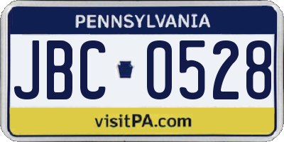 PA license plate JBC0528