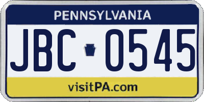 PA license plate JBC0545