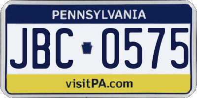 PA license plate JBC0575
