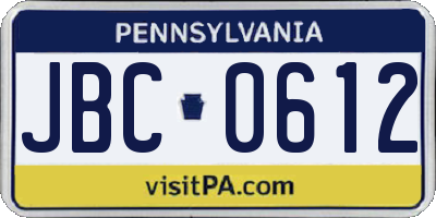 PA license plate JBC0612