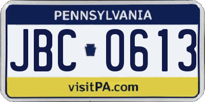 PA license plate JBC0613