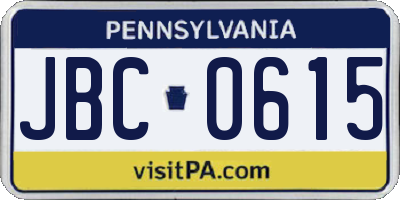 PA license plate JBC0615