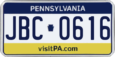 PA license plate JBC0616