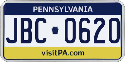 PA license plate JBC0620