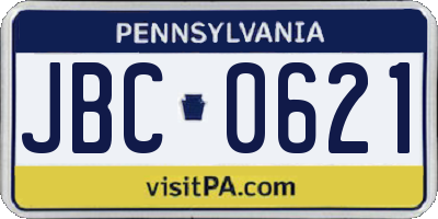 PA license plate JBC0621