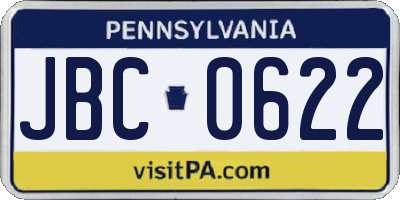 PA license plate JBC0622
