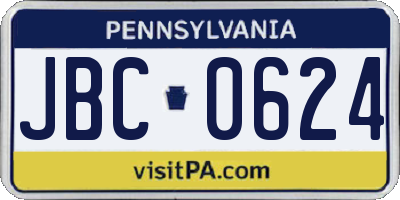 PA license plate JBC0624