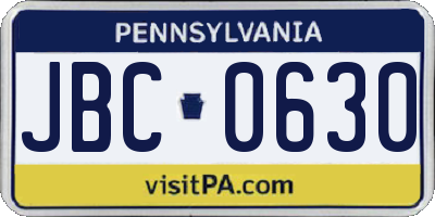 PA license plate JBC0630