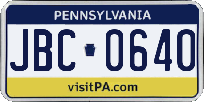 PA license plate JBC0640
