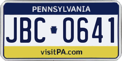 PA license plate JBC0641