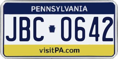 PA license plate JBC0642